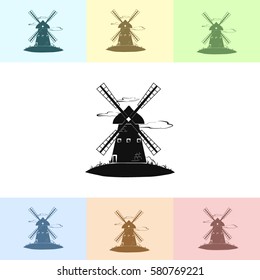 Windmill vector icon. Mill.