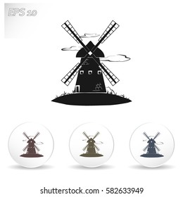 Windmill vector icon. Mill.