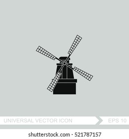 Windmill vector icon. Mill symbol.