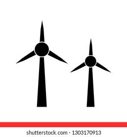 Windmill vector icon, turbine symbol. Simple, flat design for web or mobile app