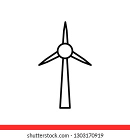 Windmill vector icon, turbine symbol. Simple, flat design for web or mobile app