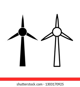 Windmill vector icon, turbine symbol. Simple, flat design for web or mobile app