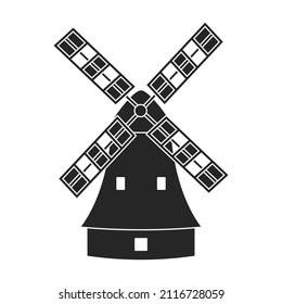 Windmill vector icon.Black vector icon isolated on white background windmill.