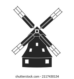 Windmill vector icon.Black vector icon isolated on white background windmill.