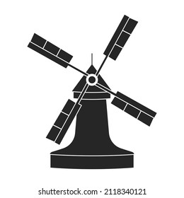 Windmill vector icon.Black vector icon isolated on white background windmill.