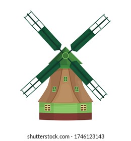 Windmill vector icon.Cartoon vector icon isolated on white background windmill.