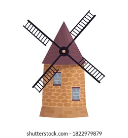 Icono vectorial de molino de viento.Icono vectorial de dibujos animados aislado en molino de viento de fondo blanco.