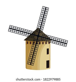 Windmühle, Vektorsymbol.Cartoon, Vektorsymbol einzeln auf weißem Hintergrund, Windmühle.