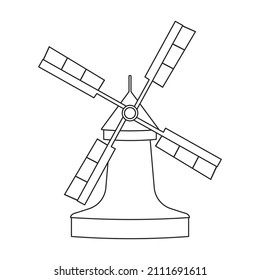 Windmill vector icon.Outline vector icon isolated on white background windmill.