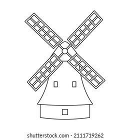 Windmill vector icon.Outline vector icon isolated on white background windmill.