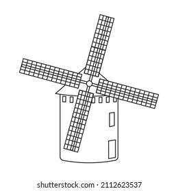Windmill vector icon.Outline vector icon isolated on white background windmill.