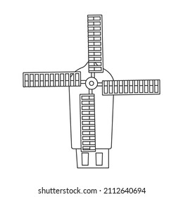 Icono vector de molino de viento.Icono de vector de contorno aislado en molino de viento de fondo blanco.