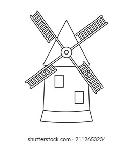 Windmill vector icon.Outline vector icon isolated on white background windmill.