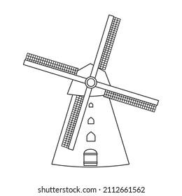 Windmill vector icon.Outline vector icon isolated on white background windmill.