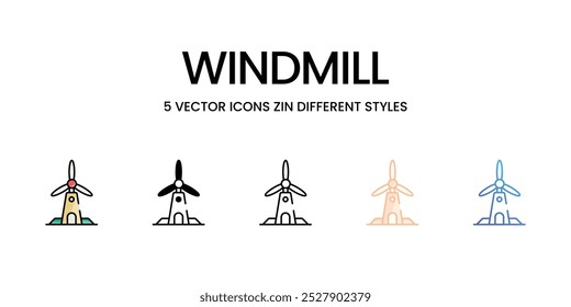 Windmill vector icons set stock illustration