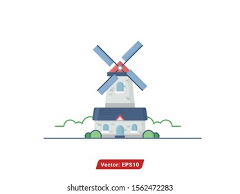 windmill vector illustration flat design. modern design of windmill. building vector. modern windmill concept design