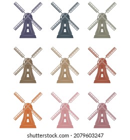 Windmill Vector Illustration. Windmill Icon Isolated On A White Background
