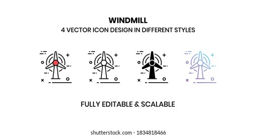 Windmill Vector illustration icons in different style