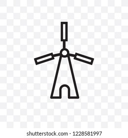 Windmill vector linear icon isolated on transparent background, Windmill transparency concept can be used for web and mobile