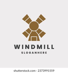 Windmill Vector Logo Badge. Farm and Agricultural Sign Symbol. 