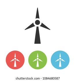 Windmill vector one flat icon isolated on white background for webdesign or weather app