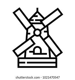 Windmill vector outline icon