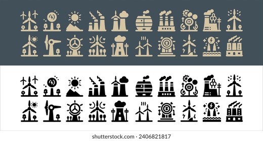 Windmill  vector  renewable energy, alternative sources energy and eco friendly set icons with transparent background 