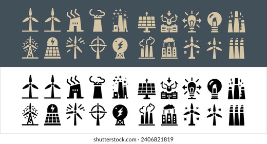 Windmill  vector  renewable energy, alternative sources energy and eco friendly set icons with transparent background 