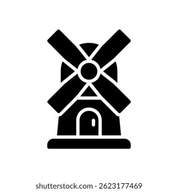 Windmill Vector for Renewable Energy and Wind Power. Turbine illustration. Eco electricity generation concept for sustainability. Glyph Icon