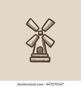 Windmill  vector sketch icon isolated on background. Hand drawn Windmill  icon. Windmill  sketch icon for infographic, website or app.