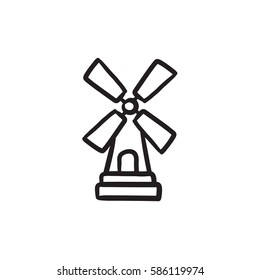 Windmill  vector sketch icon isolated on background. Hand drawn Windmill  icon. Windmill  sketch icon for infographic, website or app.