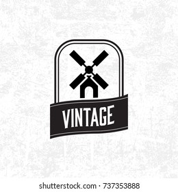 Windmill Vintage Logotype Style. Flat Isolated Graphic