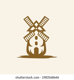 Windmill Vintage Vector Logo Design
