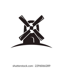 A windmill with a white background logo icon vector illustration