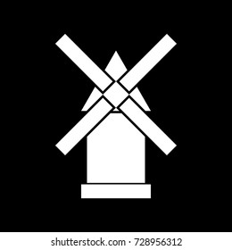Windmill white icon .