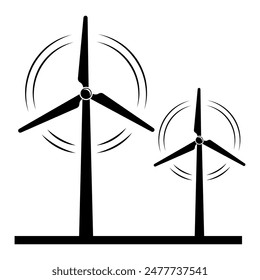 Molino de viento, icono de energía eólica ecológica. Ilustración vectorial giratoria del molino de viento