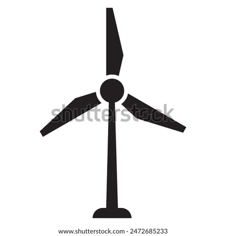 Windmill, Wind turbine, isolated on white background. Wind turbine icon, windmill sign vector, silhouette. Fan turbine. Renewable energy generation icon, vector. Vector illustration.