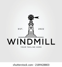 Windmill Or Wood Propeller Or Weathervane Logo Vector Illustration Design