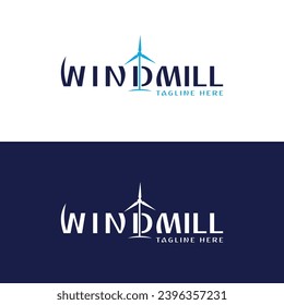 windmill wordmark creative text logo design modern concept