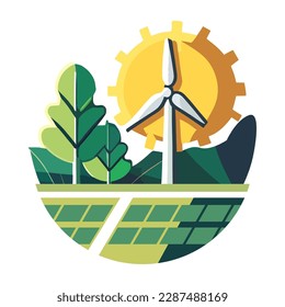 Windmühlen mit Panel-Energiesymbol