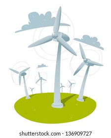 windmills. clean energy illustration