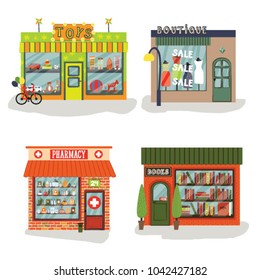 Windmills of different shops vector illustration