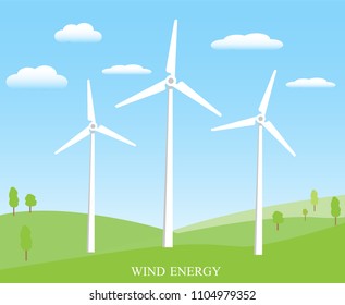 Windmills for electric power production .vector illustration.