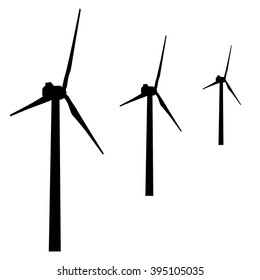 windmills for electric power production.  vector illustration