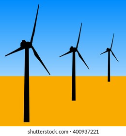 windmills for electric power production.  vector illustration