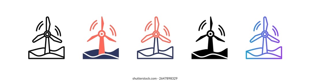 Windmills Icon Multiple Vector Illustration