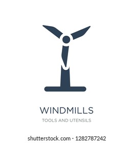 windmills icon vector on white background, windmills trendy filled icons from Tools and utensils collection, windmills vector illustration