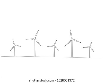Windmills isolated line drawing, vector illustration design. Climate change collection.