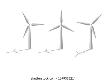 Windmills, made of iron. white color, produces electricity