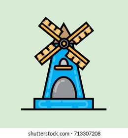 windmills in the Netherlands icon logo vector